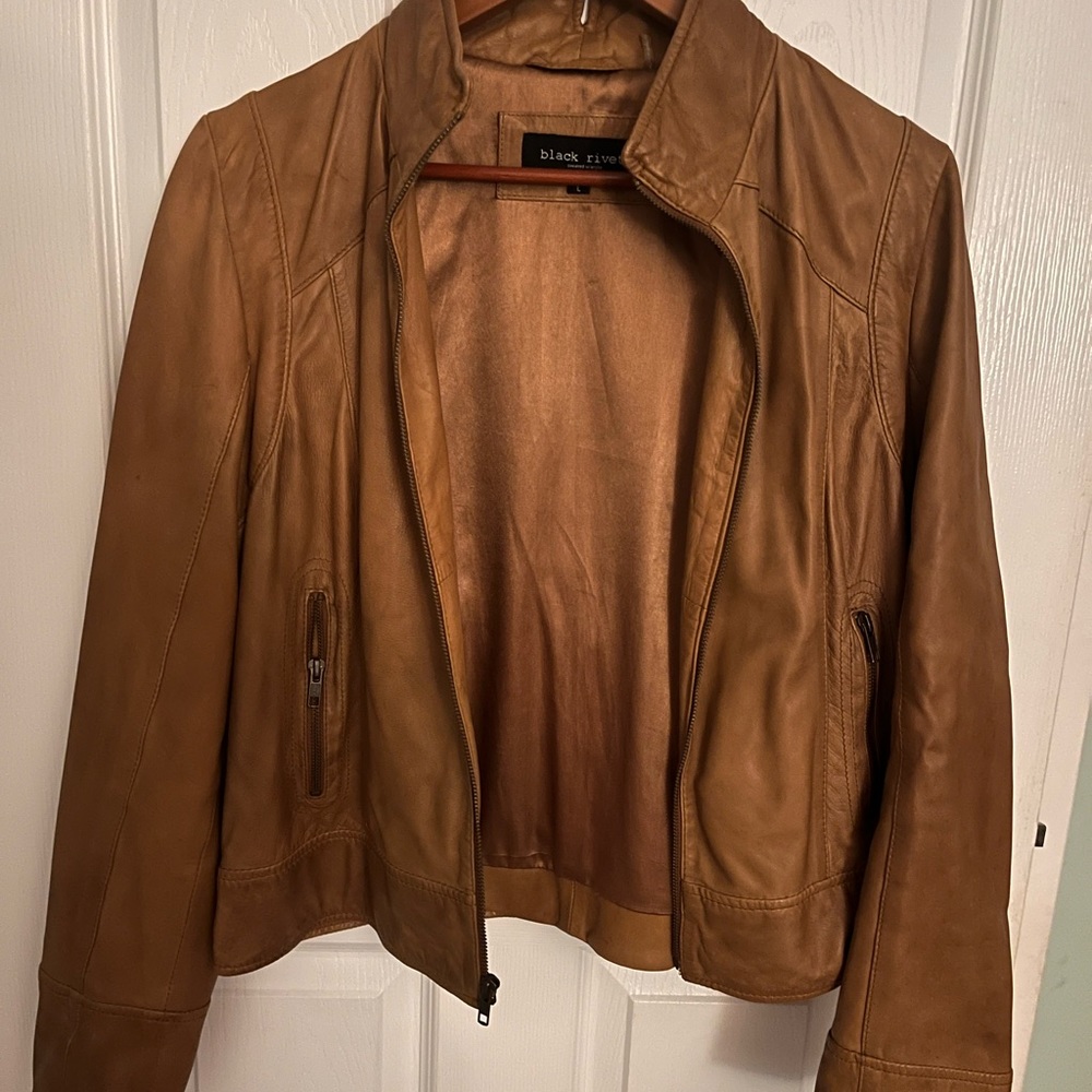 Camel color leather jacket